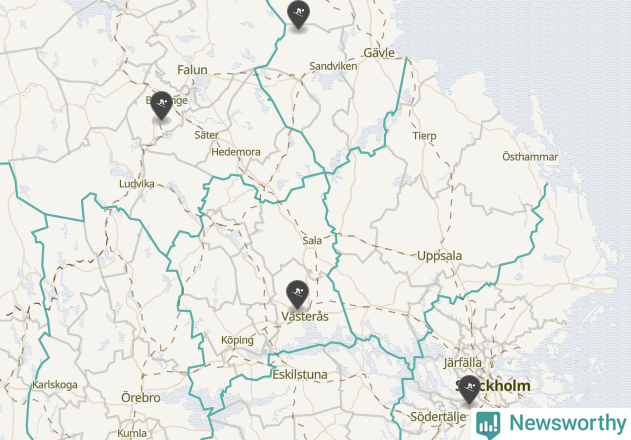 Karta över Heby kommun