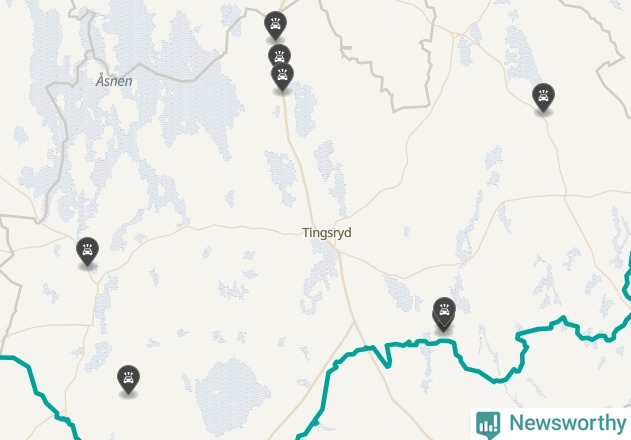 Karta över viltolyckor i Tingsryds kommun