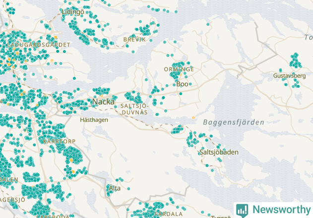 Karta över Nacka kommun