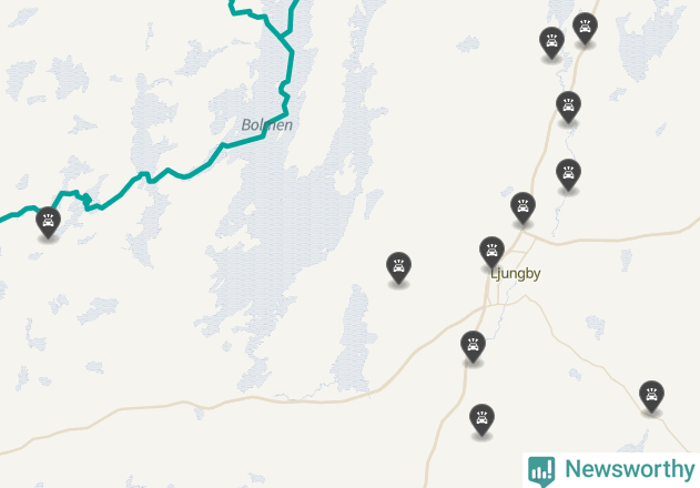 Karta över viltolyckor i Ljungby kommun