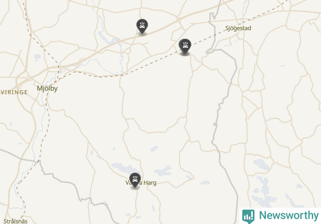 Karta över viltolyckor i Mjölby kommun
