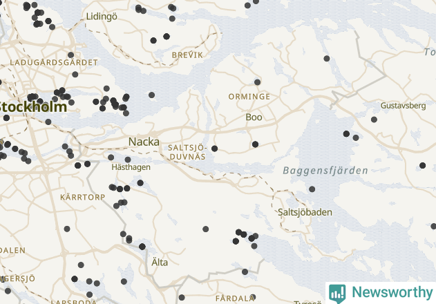 Karta över Nacka kommun
