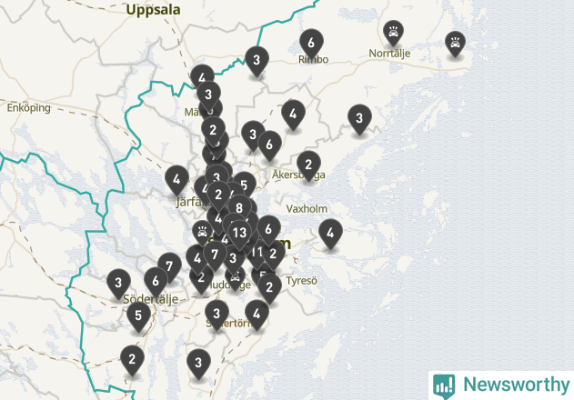 Karta över Stockholms län