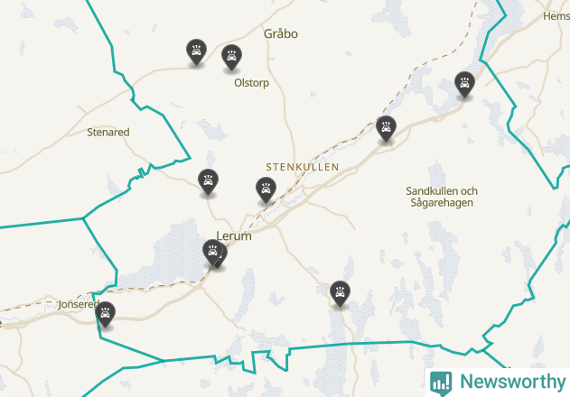 Karta över viltolyckor i Lerums kommun